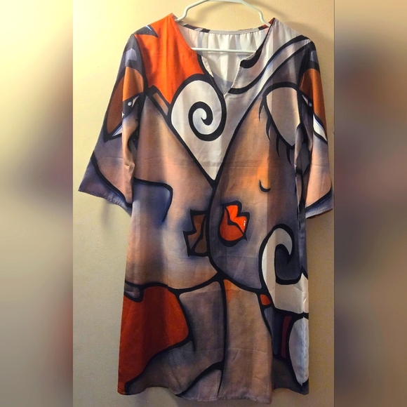 Artistic Face Print Dress - Picture 1 of 4